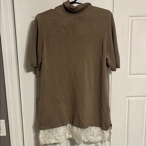Brown Tunic with Lace Hem